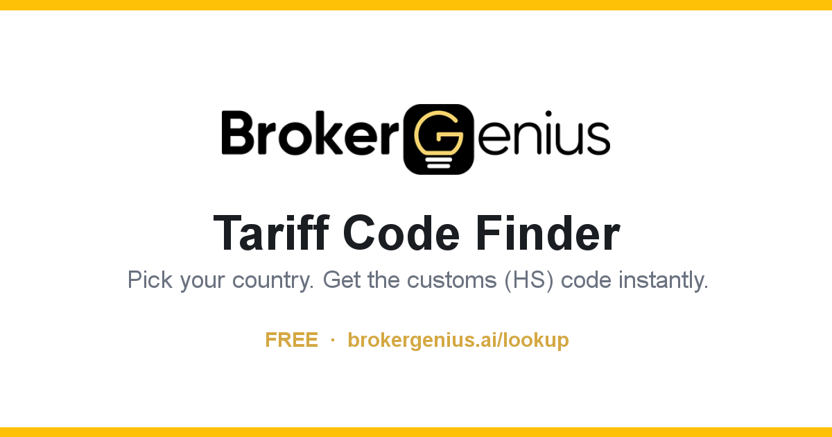 Tariff Code Finder — Free Country-Specific HS Code Lookup | BrokerGenius